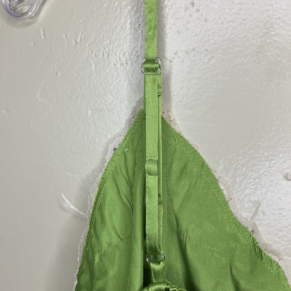ANNOUNCEMENTS Maternity Cami Ethereal Silky Lace Spaghetti Strap Chartreuse - Picture 5 of 11